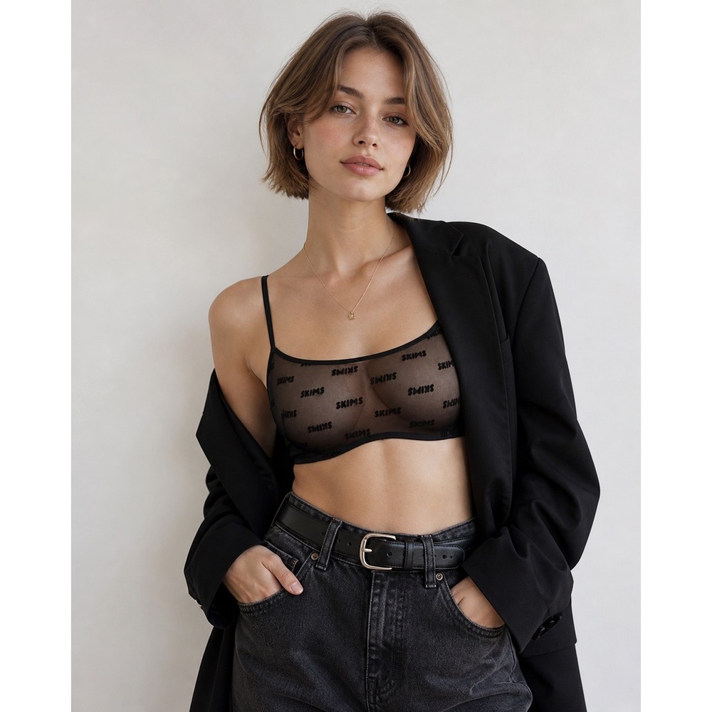 SKIMS After Hours Straight Neck Underwire Bra Onyx XS